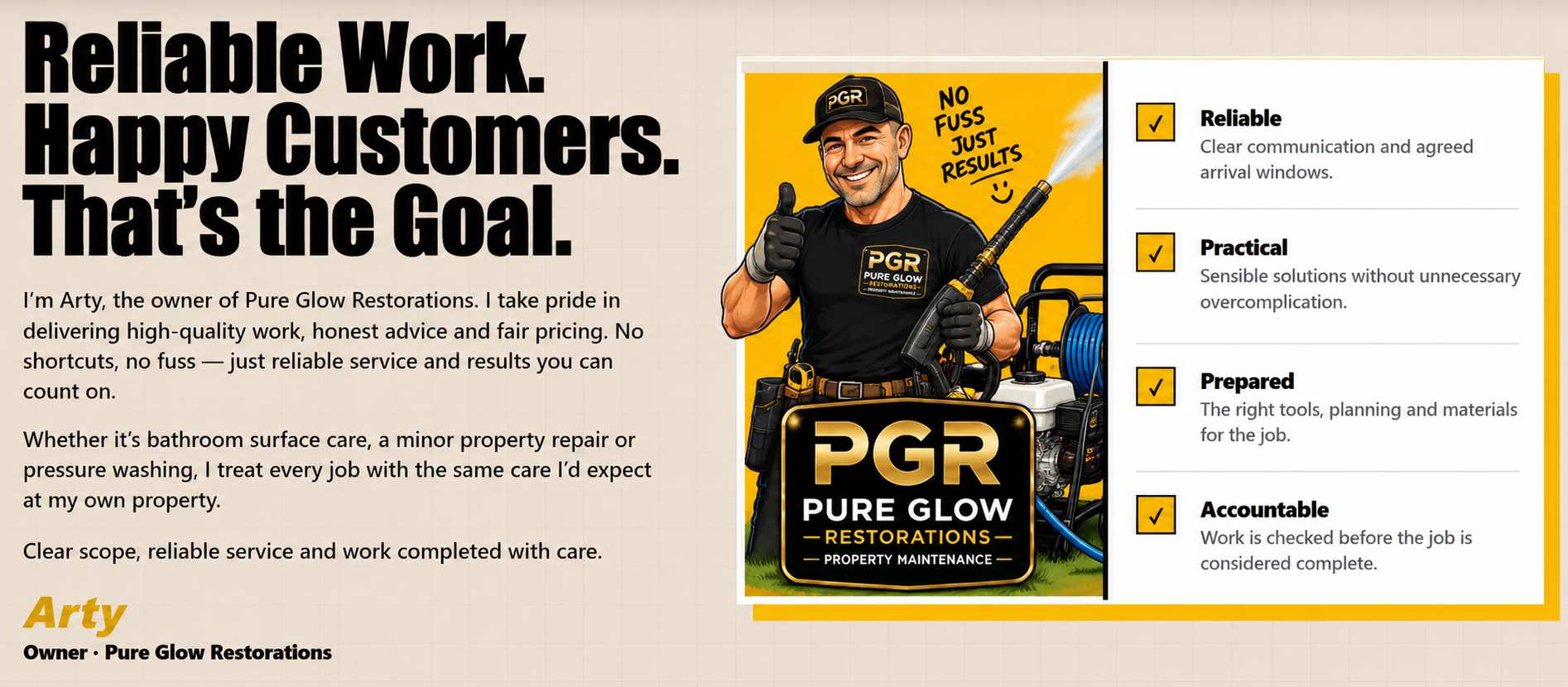 Pure Glow Restorations property maintenance illustration