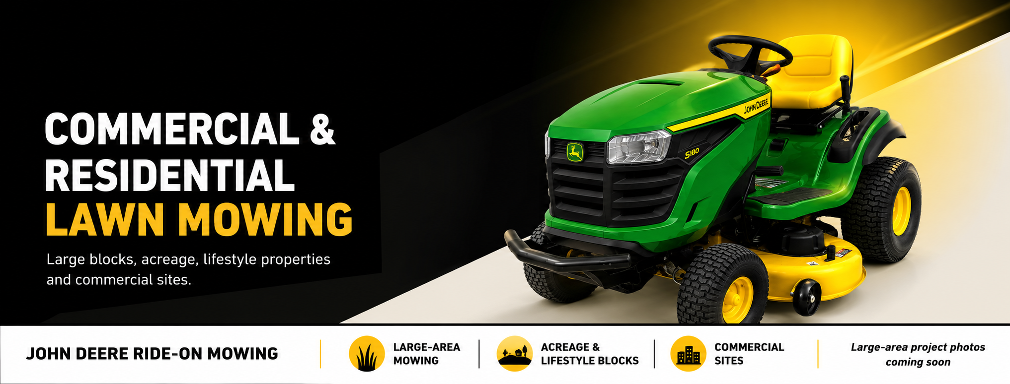 John Deere ride-on mower for commercial and residential lawn mowing